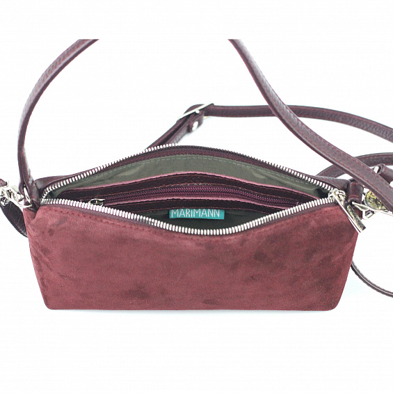 Замшевый клатч с мордами львов бордовый